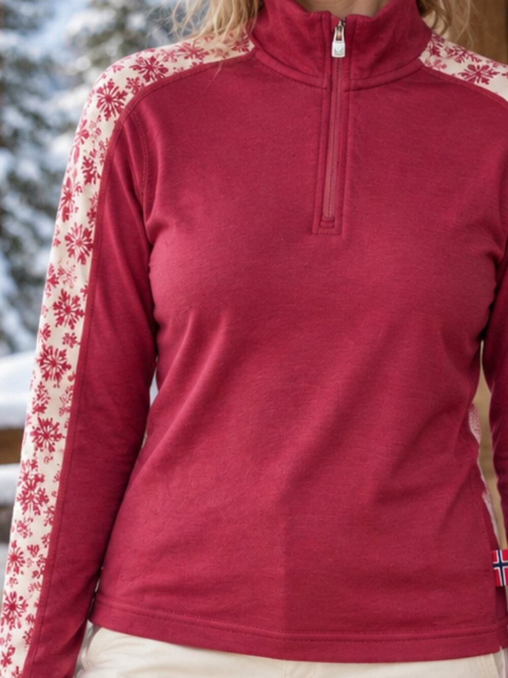 Dale of Norway Red Baselayer Merino Half Zip Sweater L Nordic Apres Ski Scandi